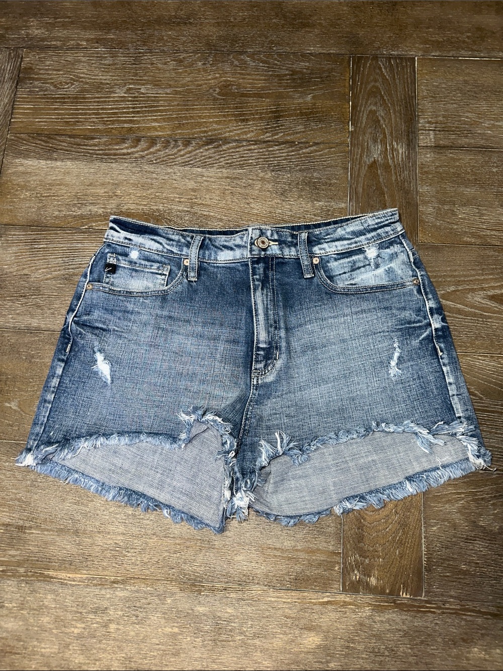 KanCan High Rise Distressed Denim Shorts Size 29 Frayed Hem Cutoff Jean Shorts